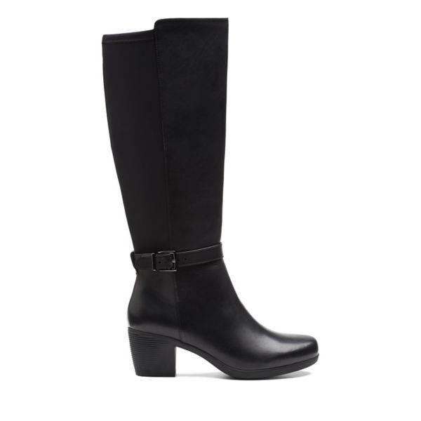 Clarks Womens Un Lindel Hi Knee High Boots Black | UK-9864135 - Click Image to Close